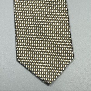 Bergamo New York Hand Made 100% Silk Neck Tie Gold & Brown Necktie Made in Korea